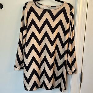 Black and tan chevron dress